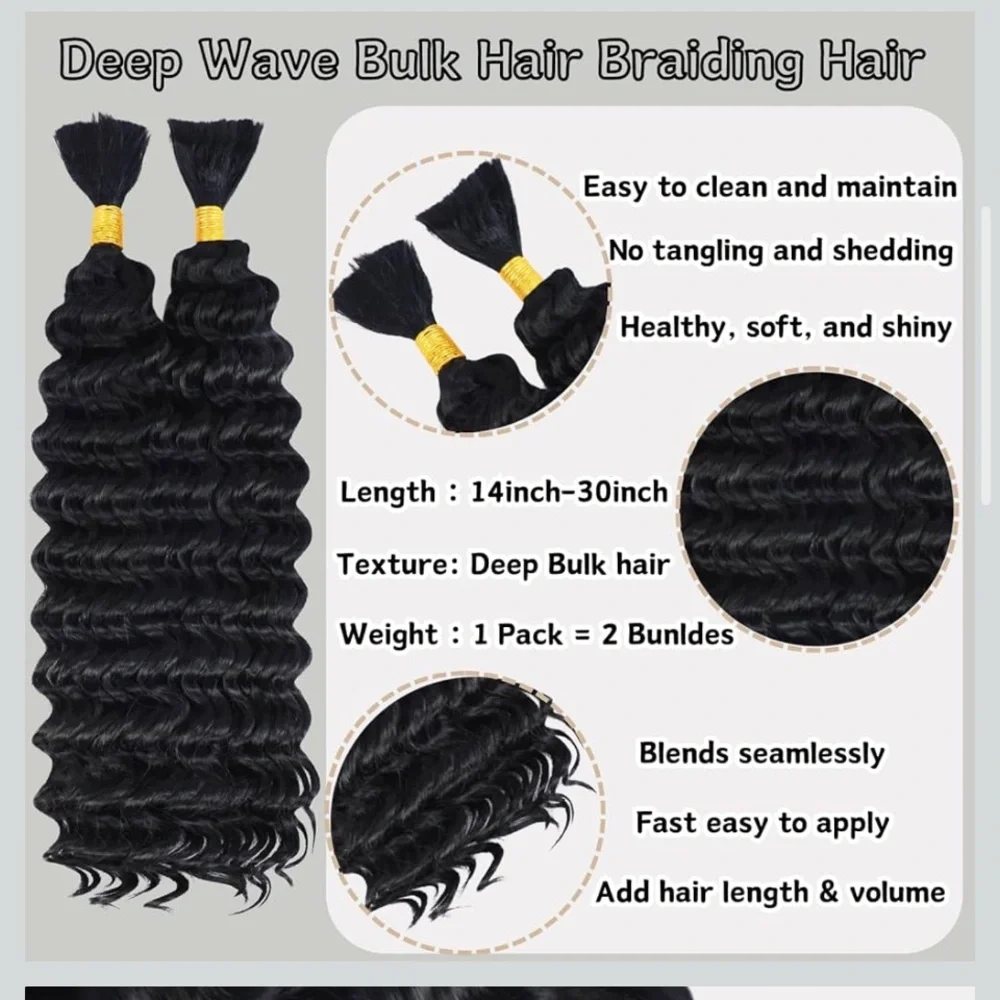 Deep Wave Bulk Hair For Braiding